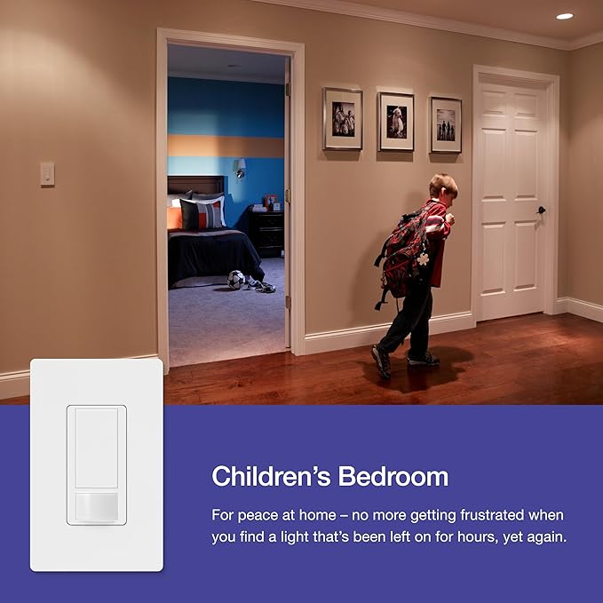 Lutron Maestro Motion Sensor Light Switch Indoor for Bathroom, Garage, Laundry Room, Any Bulbs, Occupancy Vacancy Sensor, Single-Pole, MS-OPS2-BL, Black