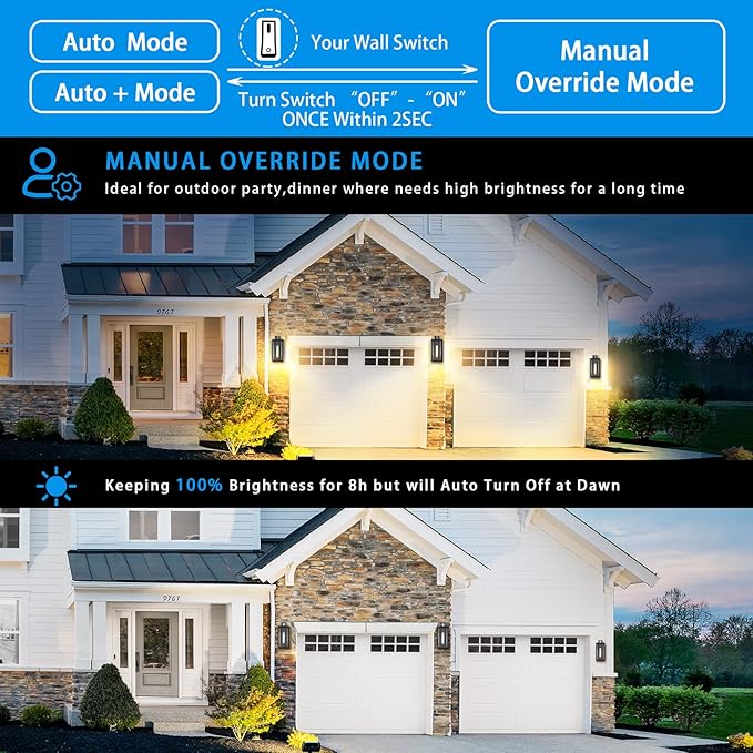 Motion Sensor Outdoor Lights,Advanced Dusk to Dawn Outdoor Lighting, Exterior Light Fixtures Wall Sconce, Modern Black Porch Light Wall Mount for Front Garage, Entryway, Bulb Included