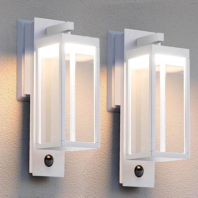 2 Pack Outdoor Wall Light Fixtures, Motion Sensor Outdoor Lights, Exterior Waterproof Wall Lanterns, Waterproof Motion Lights for Outside Front Door Patio Garage