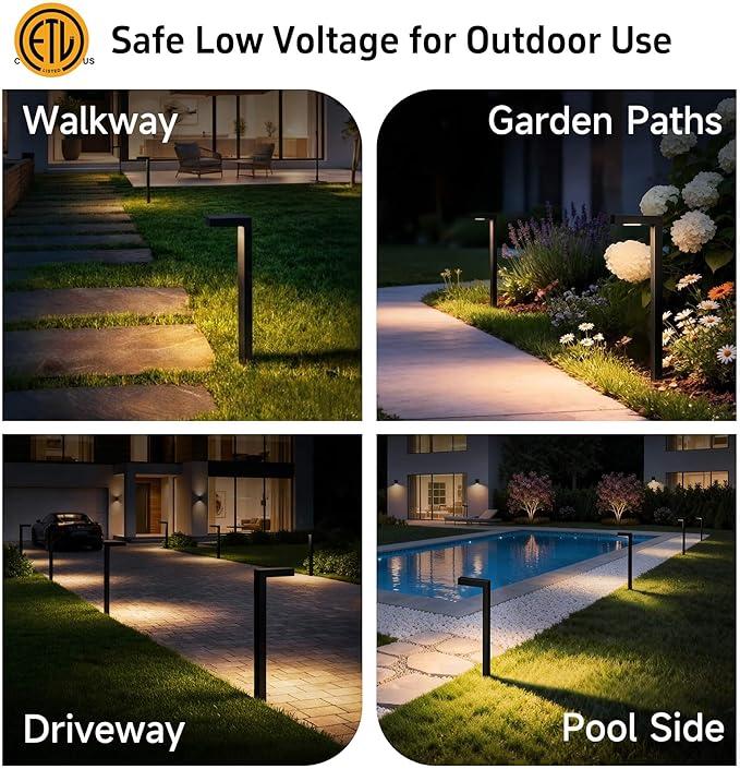 Gardenreet Solid Cast Brass Pathway Lights, 12v Landscape Path Light Outdoor IP65 Waterproof, LED Electric Walkway Lighting Wired, Black for Garden Yard with 3W 3000K Soft White G4 Bulb (12 Pack)