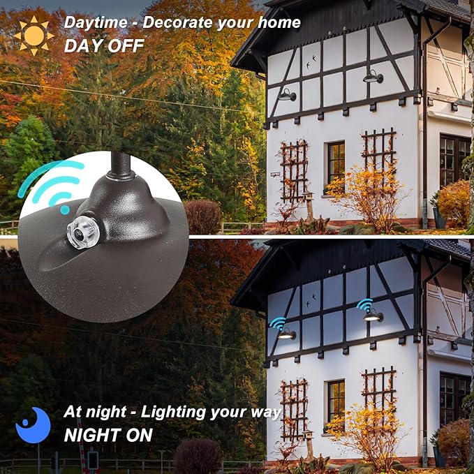 28W LED Gooseneck Barn Light with Dusk to Dawn Photocell, 8 inch Outdoor Farmhouse Wall Light - 5CCT Selectable, Outdoor LED Barn Lights for Garage Doorway, 120-277V UL Listed (2-Pack)