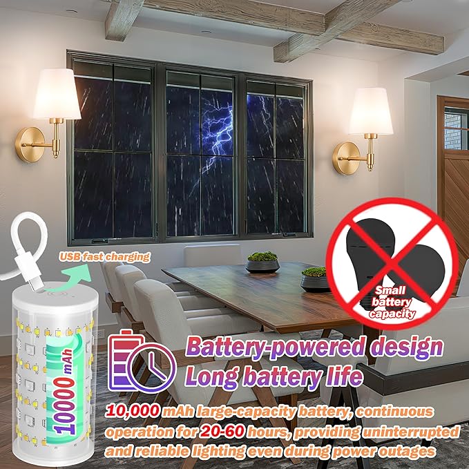 Battery Operated Wall Sconces Set of Two, Wireless Battery Wall Light with 10000mAh RGB Dimmable Magnetic Bulb and Remote, Rechargeable Sconce Wall Decor for Bedroom Living Room Hallway