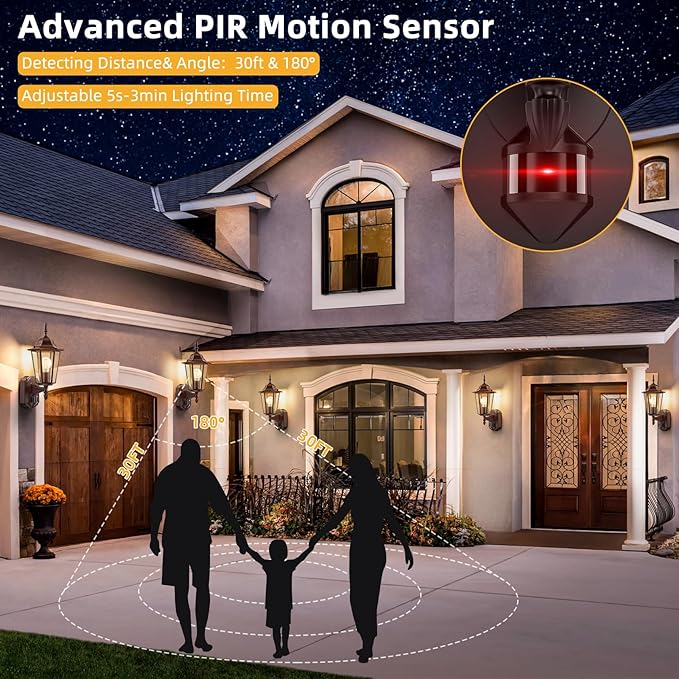 Lamomo 2 Pack Motion Sensor Outdoor Lights, Upgrade Dusk to Dawn Bronze Outdoor Light Fixture Wall Mounted, 100% Anti-Rust Aluminum Waterproof Porch Lights for Patio Front Door Garage