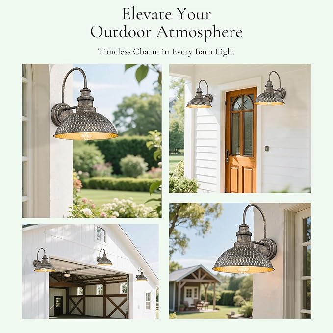 Farmhouse Barn Lights, Anti-Rust Outdoor Wall Sconce, Weather Resistant Exterior Wall Lights, Exterior Lighting Fixture,Vintage Outside Lighting for Porch,Garage,Patio (Vintage Bronze, 2 Pack)