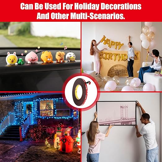 Double Sided Tape Heavy Duty, Waterproof Mounting Foam Tape, 36.5ft Length, 0.4in Width, High Temperature Resistant Adhesive Tape for Car, LED Strip Light, Office Decor, Made of 3M VHB Tape.