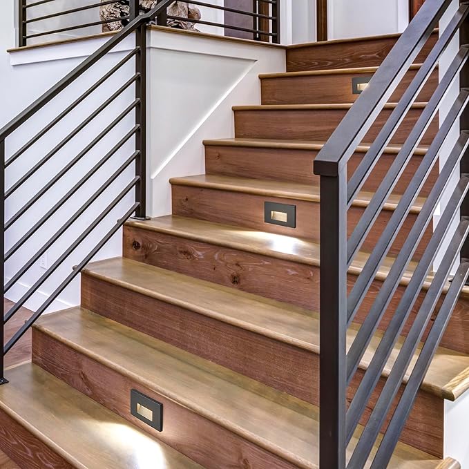 Maxxima Horizontal LED Step Light, Indoor/Outdoor Stair Light, 3 CCT Color Selectable 3000K, 4000K, 5000K, 30 Lumens, Black, 2-Pack