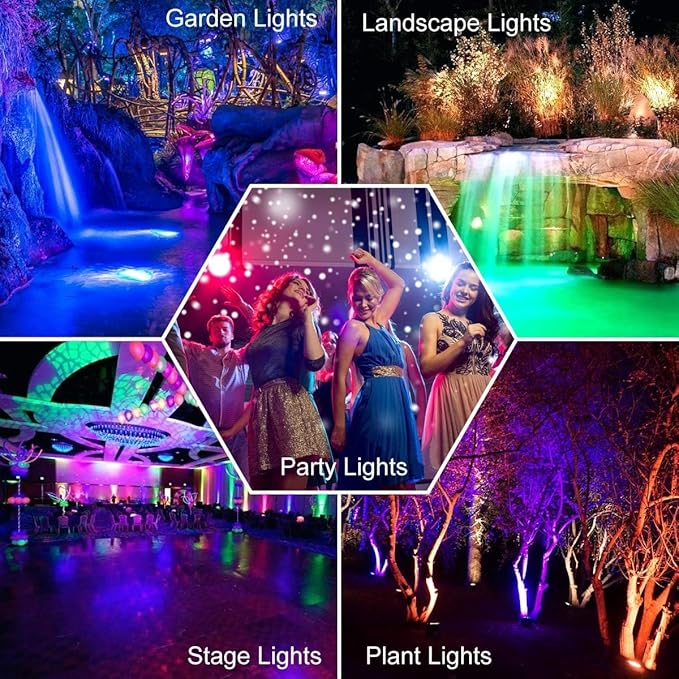MEIKEE 100W RGB LED Flood Lights 1000W Equivalent RGB Color Changing LED Floodlights Christmas Decoration IP66 Waterproof Outdoor Wall Flood Lighting for Halloween Garden Party Stage (2 Pack)