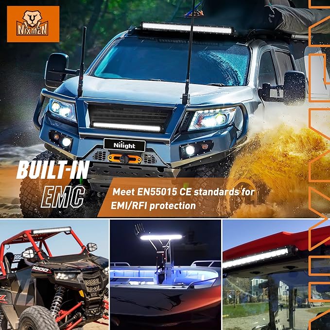 Nilight Curved LED Light Bar 32 Inch 120 W Flood Spot Combo Beam 12000LM P8/5W Chips Offroad Driving Single Row Slim Lights IP68 for UTV Truck RZR SUV ATV Boat