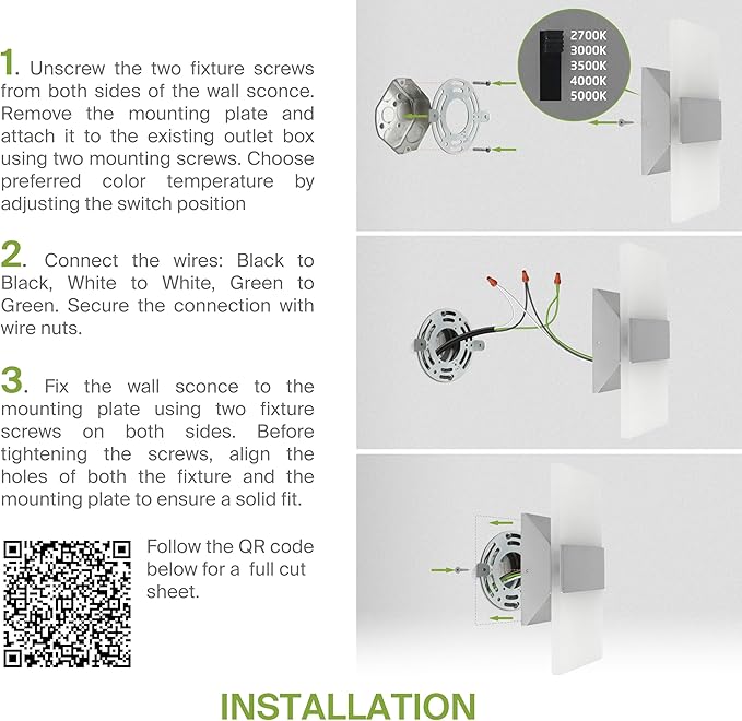 ASD LED Indoor Wall Mount Light Fixture - 8 Inch 10W Modern Interior Brushed Nickel Dimmable Wall Sconce Light - ETL 2700K-5000K Adjustable - Hallway, Bedroom LED Wall Lights