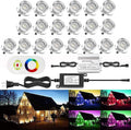 Low Voltage LED Deck Light Kit Multi-Color RGB Waterproof Recessed Wood Decking Stairs Garden Yard Patio Decor Lamp Black Border Outdoor LED Landscape Lighting (20pcs)