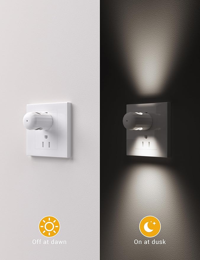GEPLAD LED Night Light Plug-in Wall Outlet Light, 5000K Daylight,Ambient Lighting,Nightlight for Bedroom, Bathroom, Nursery, Hallway, Kitchen 6 Pack