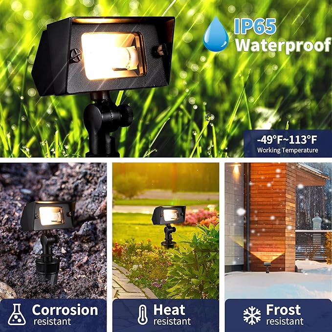Gardenreet Outdoor Low Voltage Flood Light - Solid Brass Landscape Wall Wash LED Light, 12V Hardwired IP65 Waterproof, Black Lighting for Yard Wall Garden Without G4 Bulb 4 Pack