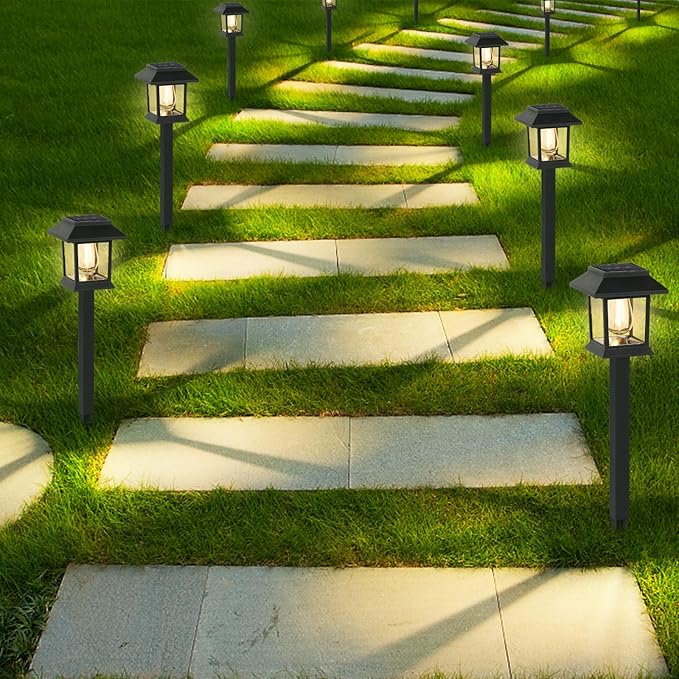 Greluna Solar Lights Outdoor,12 Pack 3000K Waterproof Auto On/Off Solar Pathway Lights for Your Garden, Landscape, Path, Yard, Patio, Driveway,Walkway Decor