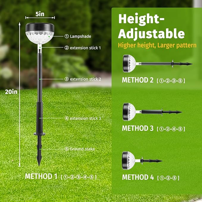 Solar Pathway Lights Outdoor, Color Changing+8 Fixed Color (Warm White, Cool White, Colored) Solar Lights Outdoor, Bright Solar Powered Garden Light (12 Pack)