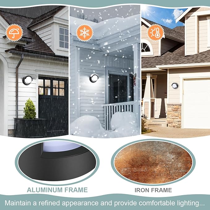LED Porch Lights Outdoor 12W 6500K Modern Wall Lighting Double-Layer Cover Aluminum Exterior Light Fixture IP65 Waterproof for Stairway Garage Patio Bedroom ﻿