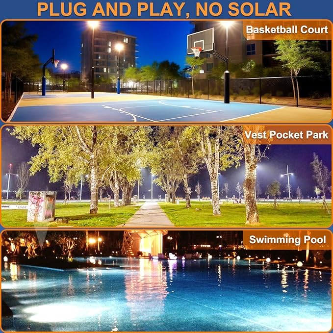 XXBSAZ 50W LED Security Flood Lights (2-Pack), 9000LM Super Bright for Home Safety, Easy 5-Min Plug-in, All-Weather IP66 Waterproof for Garages, Backyards, Driveways