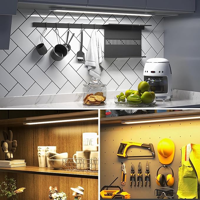 MYPLUS Under Cabinet Lights with Hand Wave, 16" Dimmable 5 Color 2700K/3500K/4000K/5000K/6500K, Bright 450 Lumens,7W,120V, Led Light Bar for Kitchen,Sink,Indoor