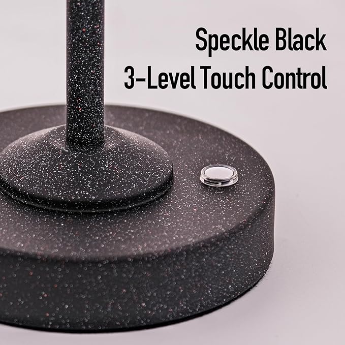 Hammered Glass Table Lamp Black Portable Dimmable Brightness Small Nightstand Light 3-Way Touch Control Stepless Dimming Bedside Bedroom Living Room
