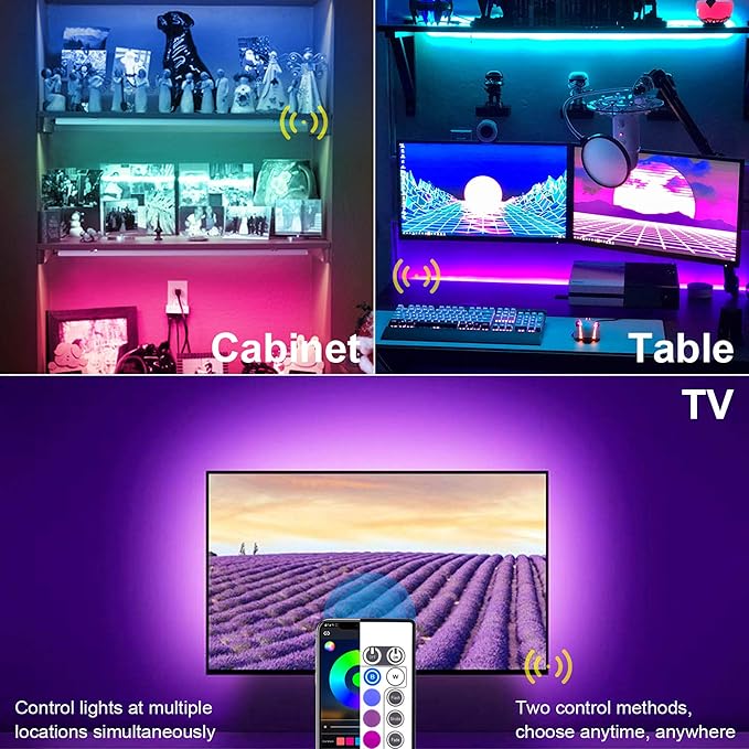 maylit Led Strip Lights, 8.2 ft Tv Led Backlight for 40-60 inch Tv Bluetooth Control Sync to Music, USB Bias Lighting Tv Led Lights Kit with Remote - RGB 5050 LEDs Color Lights for Room Bedroom