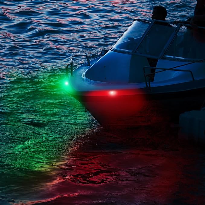 Obcursco Boat Navigation Lights, LED Red and Green Vertical Mount for Bow and Stern, IP67 Waterproof Marine Lights for Pontoon, Bass, and Jon Boats (Black)