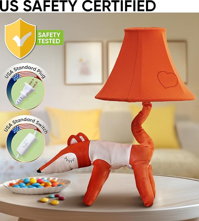Fox Table Lamp for Kids Bedroom - Gift for All Ages, Cute Animal Lamp Toddler Girls Boys, Fox Room Decor Girls, Birthday Gifts Kids, Sister, Daughter, Niece, Sibling (w Bulb)