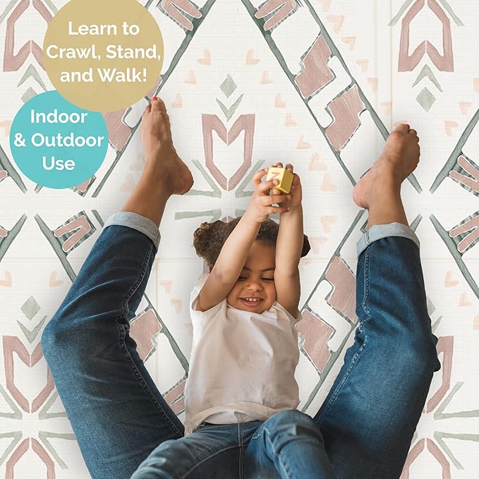 JumpOff Jo Baby Play Mat - Large Folding Foam Play Mat for Infants, Babies, Toddlers, Waterproof, Double-Sided (70" x 59")