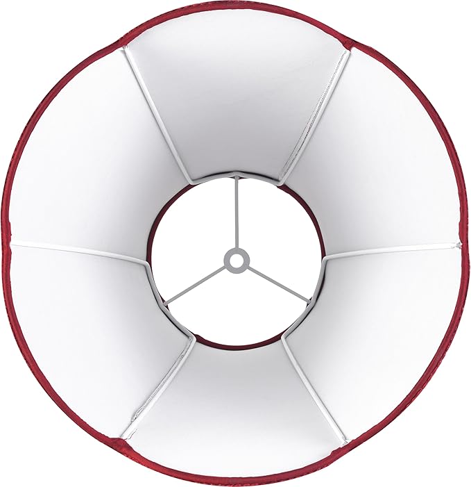 GO&SO Set of 2 Burgundy Silk Scalloped Lamp Shade, Petal Edge Braid with Burgundy Fringe Trim, 6"x13"x10.6"(Spider), Victorian Bell Lamp Shades, Replacement Shades for Table,Floor Lamps, Easy Assembly