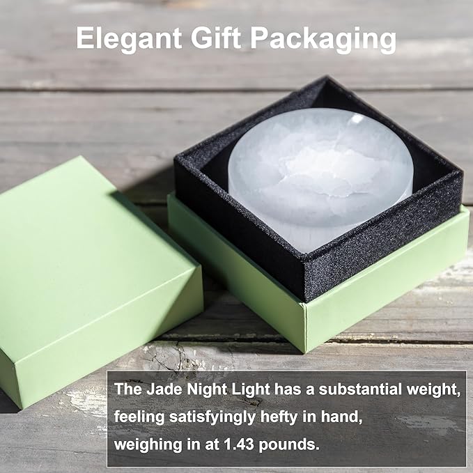 Natural Jade Touch Night Light: Color-Changing LED Mood Lamp, Rechargeable Soft Glow Stone Light for Bedroom, Minimalist Aesthetic Home Decor, USB Ambiance Lamp, Snow Lotus