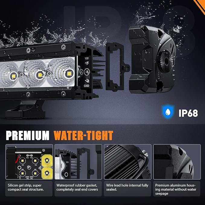 Nilight LED Light Bar 16 Inch 60W Flood Spot Combo Beam 7200LM v Offroad Single Row Slim LED Driving Lighting for Pickup Truck SUV ATV UTV Boat Jeep