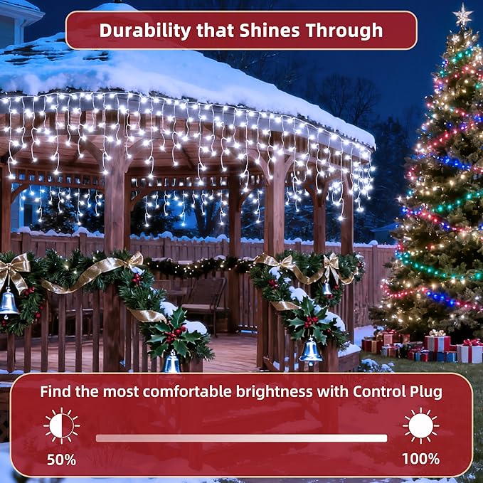 1620 LED Christmas Lights Outdoor 164 FT with 360Drops, Christmas Decorations Hanging Lights 12 Modes, Dimmable Outsite Fairy String Lights for Wedding Party Holiday Winter Wonderland Decor Cool White