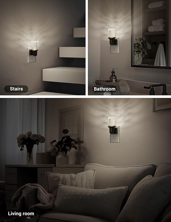 JandCase LED Night Light, Dimmable Night Lights Plug into Wall, Modern Nightlight with Auto On Off Light Sensor, 5000K Daylight White Night Light 0-100LM Brightness for Bathroom Hallway Bedroom Decor