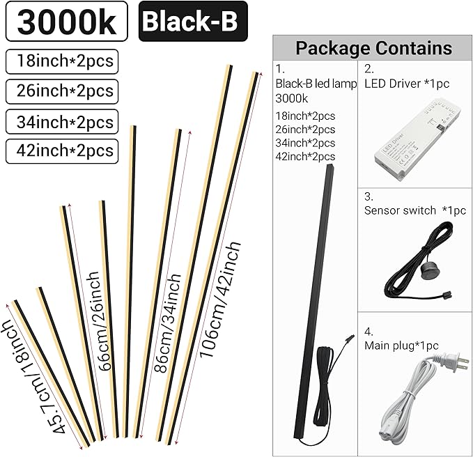 HAMRVL Black LED Recessed Lighting Kit - 8 PCS 3000K Warm White LED Strip Lights with Touch Control, Dimmable Self-Adhesive Wall Panel Lights for Wood Slat Wall Panels, Under Cabinet (Black Cover)