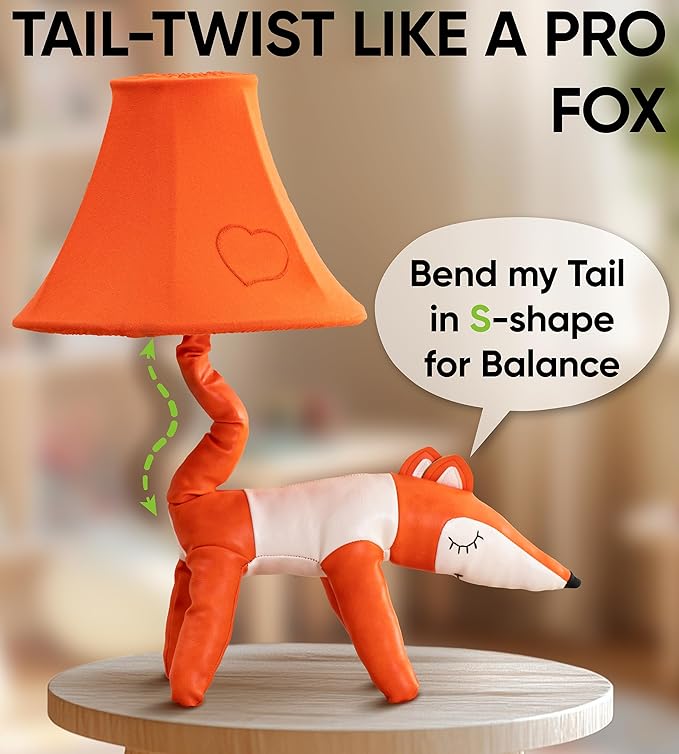 Fox Table Lamp for Kids Bedroom - Gift for All Ages, Cute Animal Lamp Toddler Girls Boys, Fox Room Decor Girls, Birthday Gifts Kids, Sister, Daughter, Niece, Sibling (w Bulb)