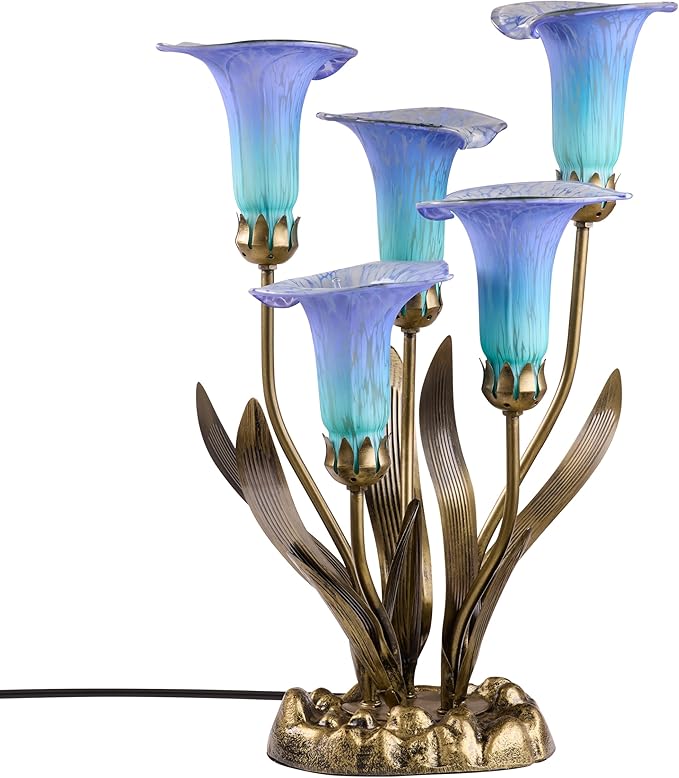 RIVER OF GOODS 20" H Hand Blown Glass 5 Calla Lily Uplight Accent Lamp