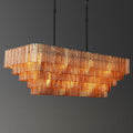 59" Rectangular Chandelier, 11-Light Amber Crystal Glass Chandelier for Dining Room, Luxury Black Pendant Light Hanging Light Fixture for Kitchen Island, Living Room, Foyer