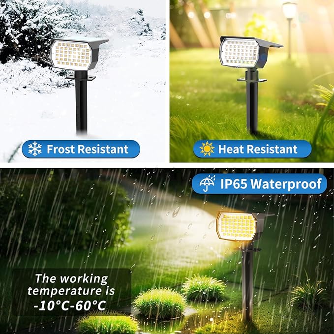 Solar Spot Lights Outdoor 10 Pack, [46 LED/3 Modes] Solar Landscape Spotlights Waterproof, 2-in-1 Auto On/Off Solar Powered Lights for Outside Yard Garden Wall Pathway(Warm White)