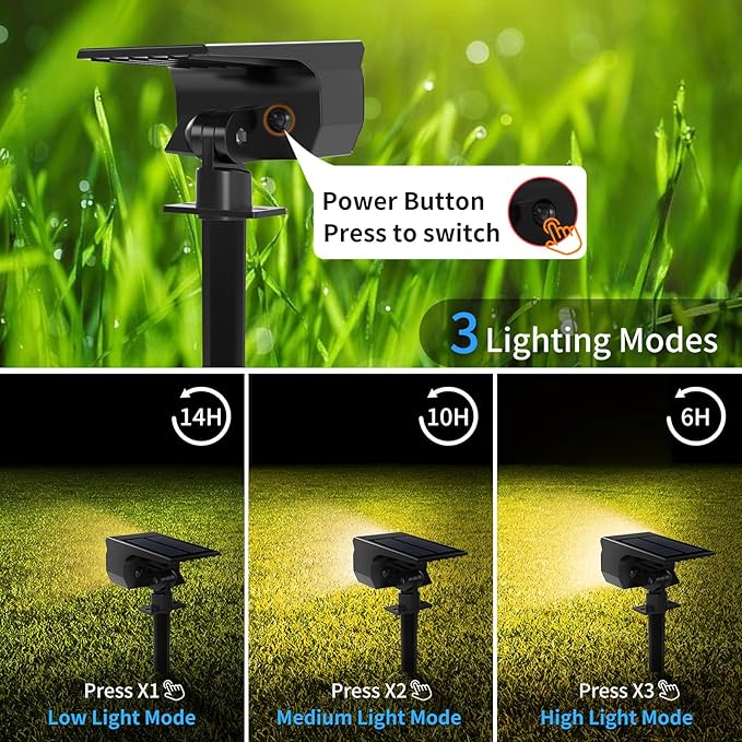 Solar Spot Lights Outdoor 6 Pack, [46 LED/3 Modes] Solar Landscape Spotlights Waterproof, 2-in-1 Auto On/Off Solar Powered Lights for Outside Yard Garden Wall Pathway(Warm White)