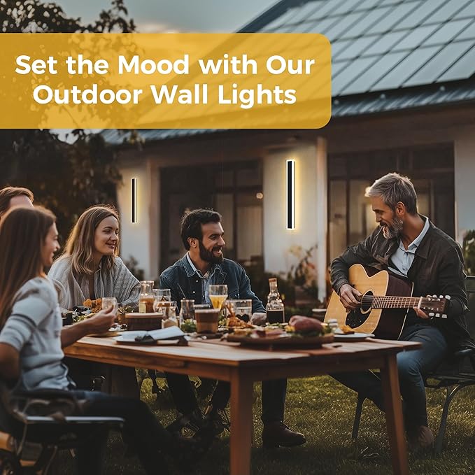 L LOHAS LED 35.4inch Long LED Modern Outdoor Wall Light, Black Rectangular Outdoor Wall Lights Exterior, 3000K Warm White, IP65 Waterproof Wall Mount Lighting Fixture for Garage Doorway Porch Patio