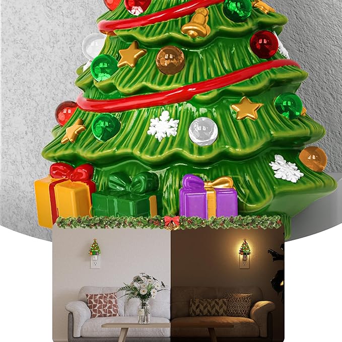 Briignite Christmas Tree Night Light, 3000K Night Lights Plug into Wall, Christmas Gifts Cute Night Light for Kids, Plug in Nightlight with 360° Rotatable for Christmas Decorations Party