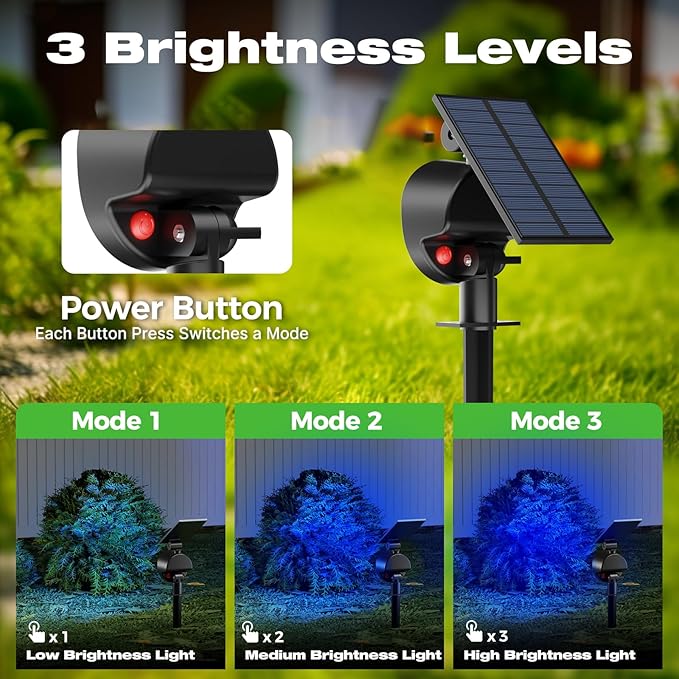 nipify 2 Pack Solar Spot Lights Outdoor Waterproof, Solar Spotlight Light for Outside Yard Landscape Lighting Pathway Lights Wall Auto On/Off, Blue