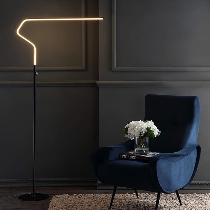 JONATHAN Y JYL7020B Julian 65.25" Integrated LED Metal Floor Lamp Minimalistic,Modern,Contemporary for Bedrooms, Living Room, Office, Reading, Black