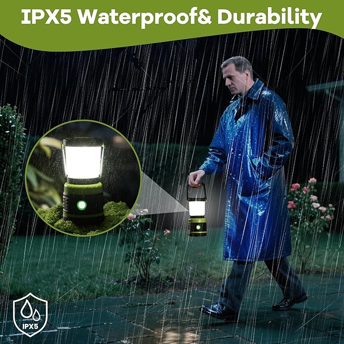 LED Camping Lantern 1800LM Battery Powered Lantern,Waterproof Tent Light with 4 Light Modes, Camping Essentials, Portable Lantern Flashlight for Camping, Emergency Light, Power Outages, Hurricane