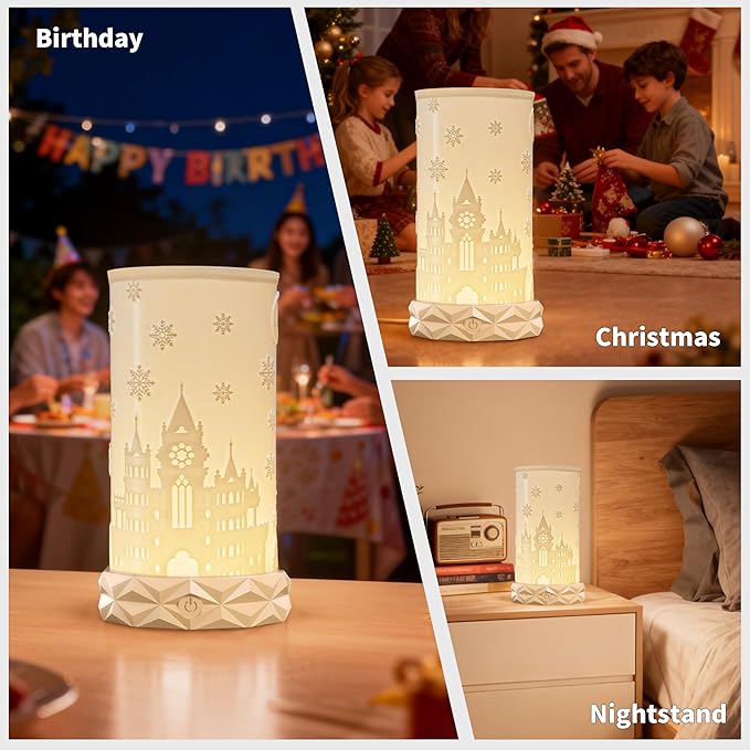 Indoor Battery Operated Table Lamp, 1500mAh Rechargeable Bedside Lamp 3 Color Temperatures with Rotatable Lampshade, USB C Charging Touch Control Nightstand Lamp for Bedroom, Dinning Room, Dorm