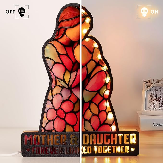 Gift for Daughter Gifts from Mom, Daughter Birthday Gifts, Christmas Mother Daughter Gift, Mother's Day Graduation Decorative Led Light Night, Mom Gifts, Mother & Daughter Forever Linked Together