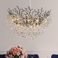 Modern Crystal Chandelier for Dining Room, 39.5" Black Tree Branch Chandeliers, 12-Light Luxury K9 Crystal Round Chandeliers for Kitchen Island Living Room