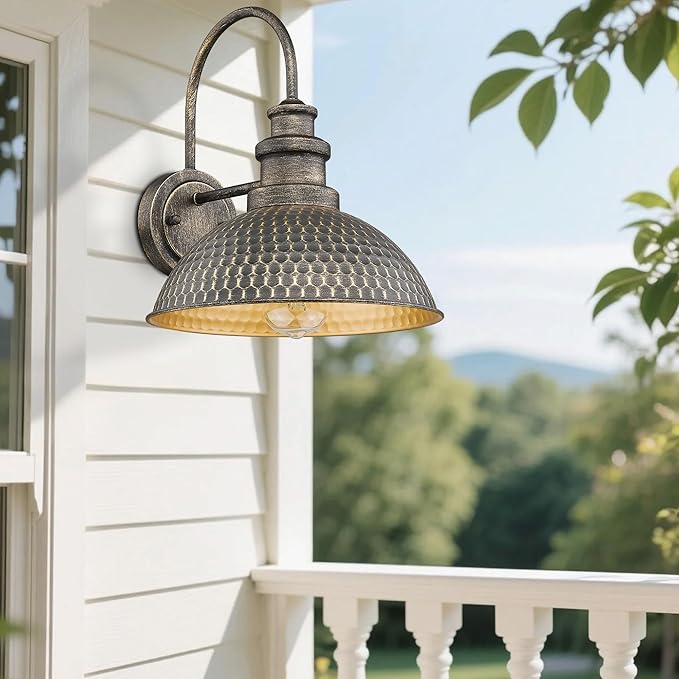 Outdoor Barn Lights, Anti-Rust Outdoor Wall Sconce, Farmhouse Exterior Wall Lights, Weather Resistant Porch Lighting Fixture,Vintage Outside Lighting for Porch,Garage,Patio (Vintage Bronze, 4 Pack)