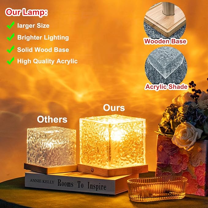 2Pack Aurora Ocean Wave Lights Projector(Touch & Remote), Cordless Rechargeable 16 Colors 4 Modes Northern Lights Dimmable Ambient Mood Lighting,Color Changing Night Light for Bedroom Shower (Large)