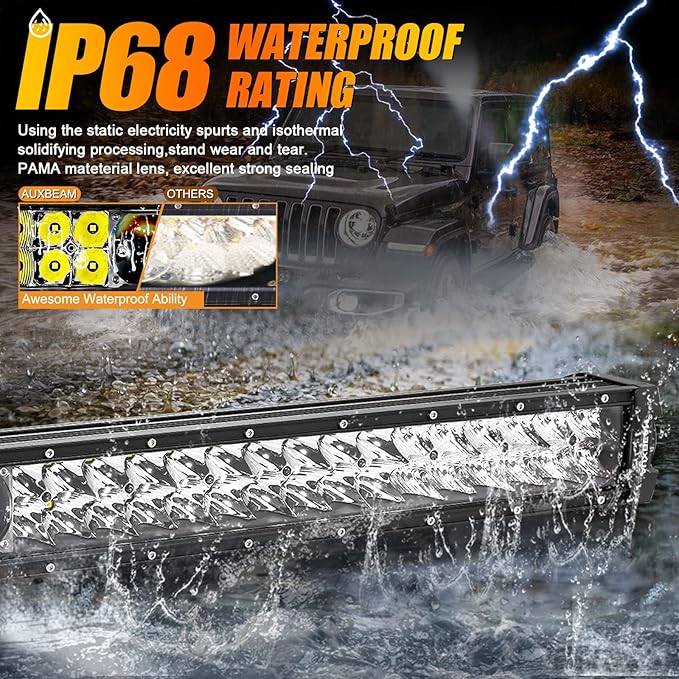 Auxbeam 42 Inch LED Light Bar 360W 44000LM 5D Pro Lens Off Road Driving Light, Flood Combo Fog LED Work Light with 10FT Wiring Harness Kit