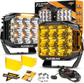 Auxbeam V-MAX Series LED Pod Lights, 7 Inch Offroad Driving Cube Lights with Amber DRL& Backlight, 228W Super Bright Spot Flood Combo Beam Universal Auxiliary Ditch Light with Amber Cover, 2PCS