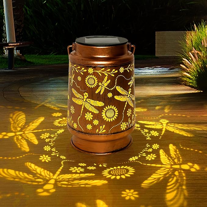 Dragonfly Solar Lantern Lights, Outdoor Lanterns for Garden Decor, Hanging Lantern for Backyard Porch Patio Table Yard Balcony Lawn Pathway, Gifts for Women Grandma Mom, 1PCS